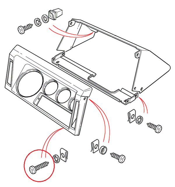 Land Rover Defender selvskærende montage skrue til instrumentbordet - AB606044L