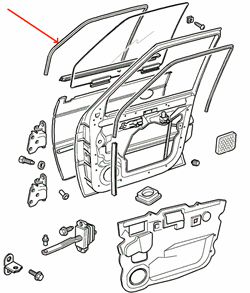 Land Rover gummiliste for forreste siderude på Range Rover P38 - Højre fordør