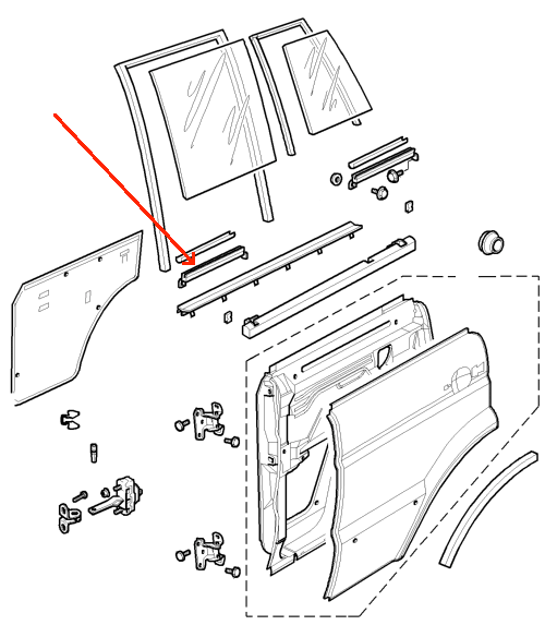 Land Rover nederste glas montage liste for Discovery 2 modellen