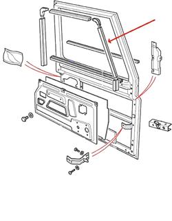 Land Rover Defender fordør rudeliste til forreste skrå del af fordøren - venstre