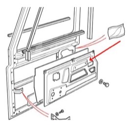 Land Rover Defender indvendig stålplade til fordøren fra 2001 og frem - Højre side