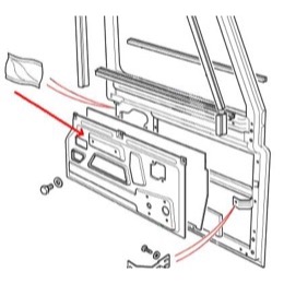 Land Rover Defender indvendig stålplade til fordøren fra 2001 og frem - Venstre side