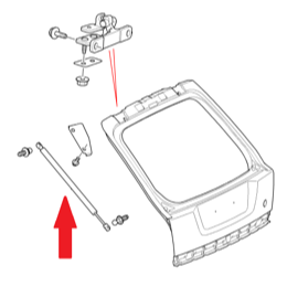 Land Rover bagklap gascylinder for nederste bagklap BHE790043