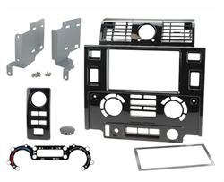 Land Rover dobbelt DIN headunit montage sæt til Defender PUMA modellen - Blank sort med ventilations riste - Piano Black