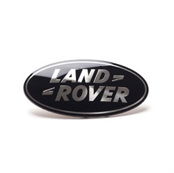 Land Rover "Land Rover" badge sort ovalt med sølv bogstaver