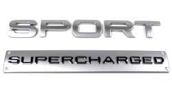 Land Rover "SPORT Supercharged" skilt for Range Rover Sport bagklap