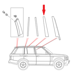 Land Rover B-stolpe afdækning forrest på bagdøren for Range Rover GCAT frem til 2013 - Højre side