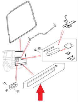 Land Rover bagklap pynteliste for Discovery 3 & 4 - for nederste bagklap