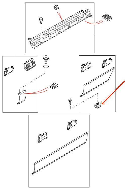 Land Rover side panel montage møtrik til Range Rover L322 (2002-2012) bagdørs paneler