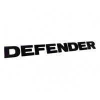 Land Rover "Defender" logo i mat sort farve til de tidlige Defender modeller op til og med Td5
