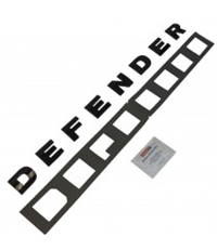 Land Rover "Defender" logo i sølv metallic farve til de tidlige Defender modeller op til og med Td5