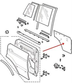 Land Rover dørbeklædnings plastik for bagerste højre bagdør på Discovery 2