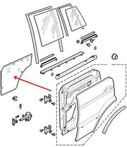 Land Rover dørbeklædnings plastik for bagerste venstre bagdør på Discovery 2
