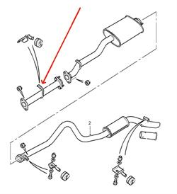 Land Rover udstødningsrør for Defender 130" 300 Tdi - mellemrør