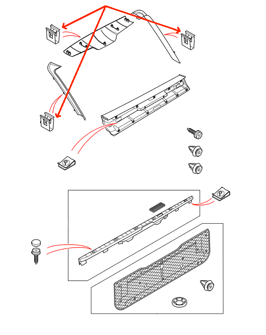 Land Rover fjeder stål klips til fastgørelse af paneler i Range Rover L322 (2002-2012)