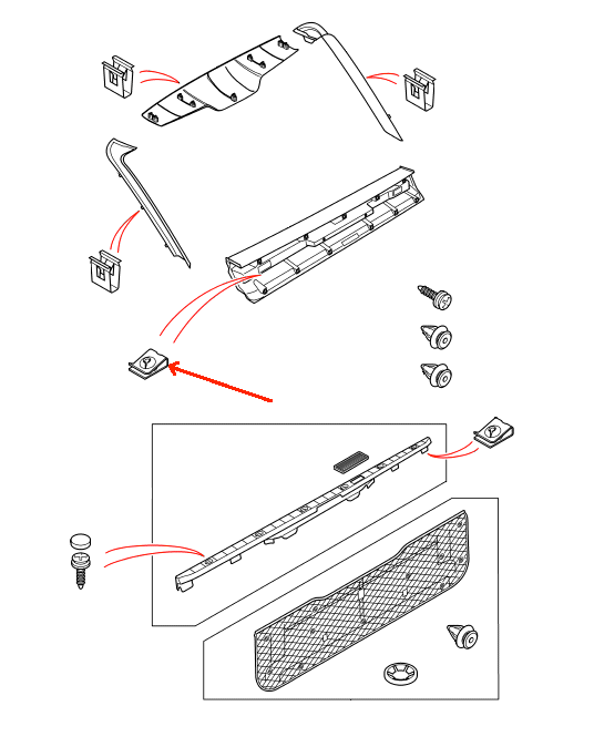 Land Rover plade møtrik til fastgørelse af interiør paneler i Range Rover L322 (2002-2012)