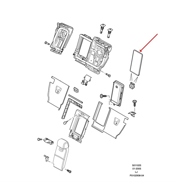 Land Rover bagsæde afdæknings panel til bagsæde ski hul på Range Rover L322 - Aspen / Ivory farve