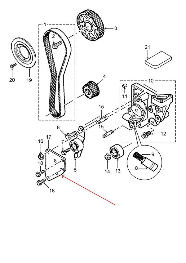 Land Rover montage plade for Freelander 2,0 TD tandrem strammerulle