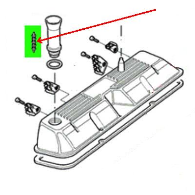 Land Rover krumtap udluftnings olieudskiller for Rover V8 motorernes ventildæksel