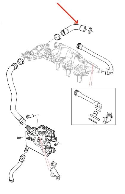 Range Rover Evoque 2,2 krumtapudluftnings slange LR001263