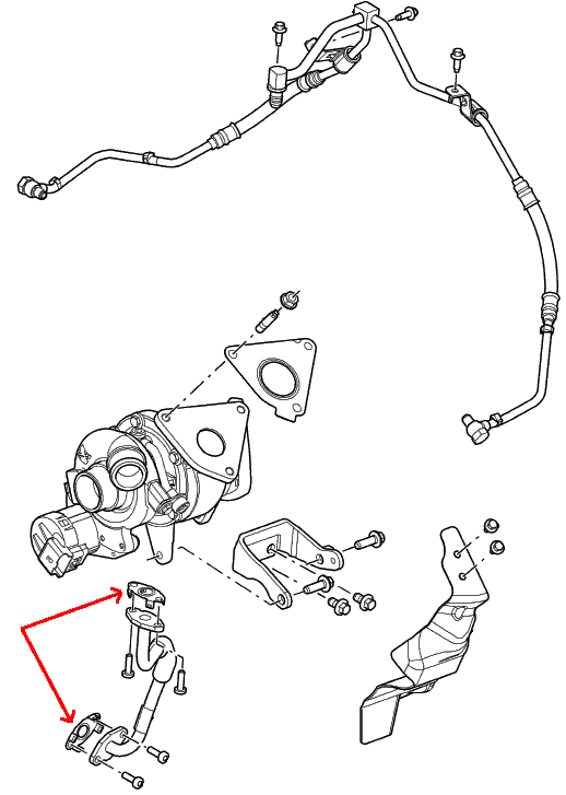 Land Rover TDV8 turbolader olie returrørs pakning