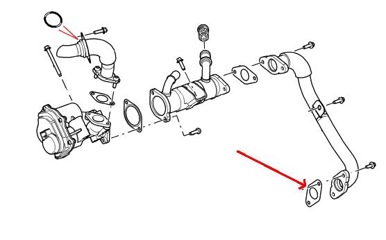 Land Rover EGR rør pakning imellem EGR rør og udstødnings manifold på 3,6 TDV8 motoren