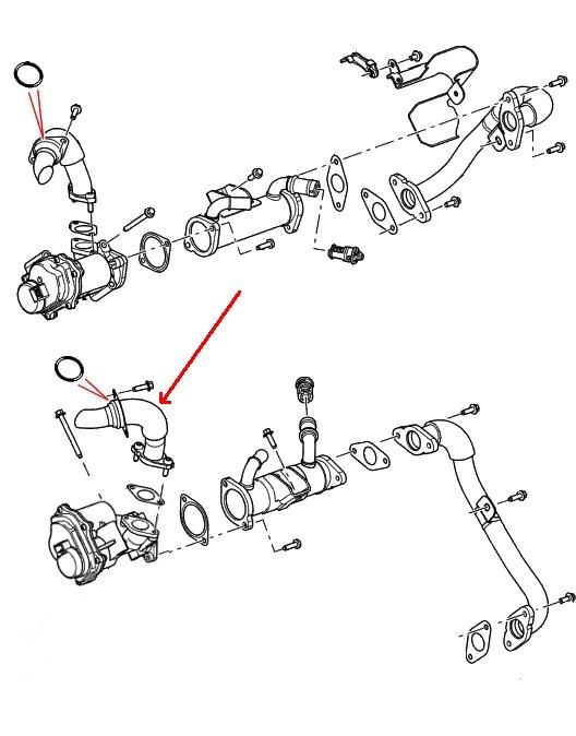 Land Rover EGR ventil rør for 3,6 TDV8 motoren - venstre side