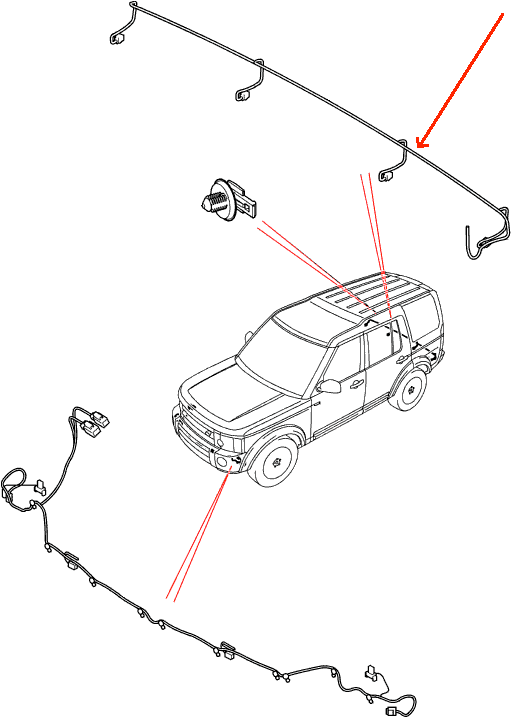 Land Rover Discovery 4 bagerste kofanger ledningsnet for model med parkerings sensorer