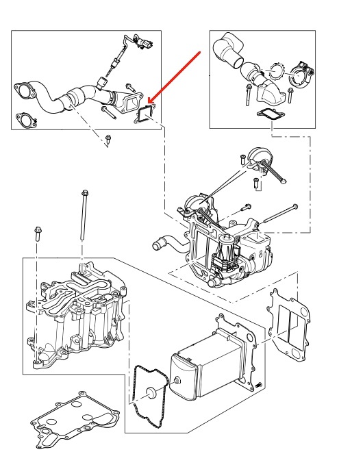 Land Rover EGR ventil pakning til 4,4 TDV8 Diesel motoren - i Range Rover L322, Range Rover L405 og Range Rover Sport L494