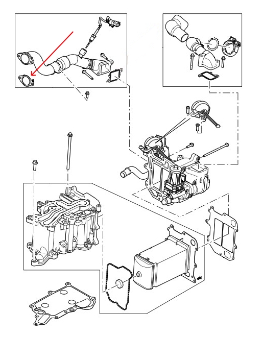 Land Rover EGR ventil pakning til 4,4 TDV8 Diesel motoren - i Range Rover L322, Range Rover L405 og Range Rover Sport L494