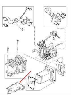 Land Rover EGR køler pakning til 4,4 TDV8 Diesel motoren imellem EGR køler og motor - i Range Rover L322, Range Rover L405 og Range Rover Sport L494