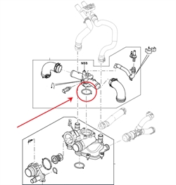 Land Rover pakning til thermostat 4,4 Range Rover L322, Range Rover Sport 2014