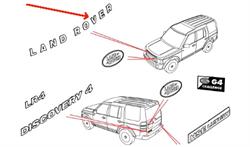 Land Rover "ROVER" kølerhjelm skilt for Discovery 4 i titanium farve