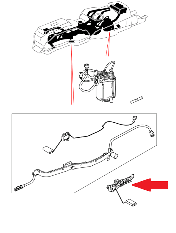 Land Rover tankmåler med holder og slange LR042716