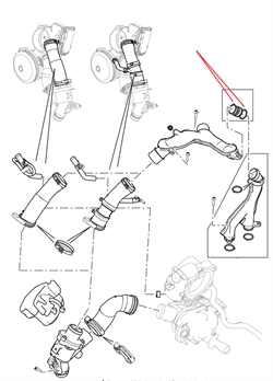 Land Rover kølevands O-ring til plastik grenrør til 5,0 V8 Supercharged, 5,0 V8 NA motorerne samt 3,0 V6 Supercharged - Nederste del