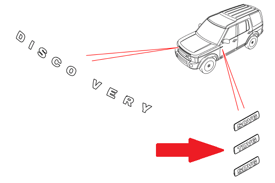 Land Rover "TDV6" skilt til fordørerne i Discovery 4 "DISCOVERY" modellerne i 2014