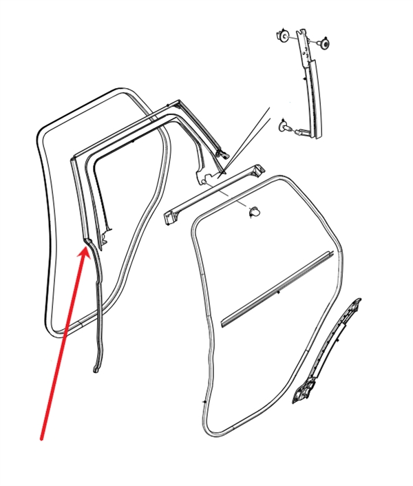 Land Rover Range Rover Evoque bagdør tætningsliste for højre side 