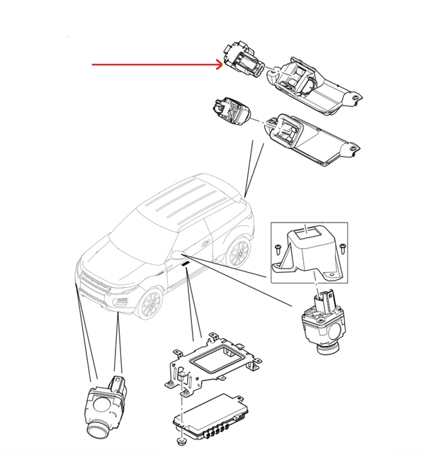 Land Rover bakkamera  beregnet til Range Rover Evoque - årgang 2012-2018