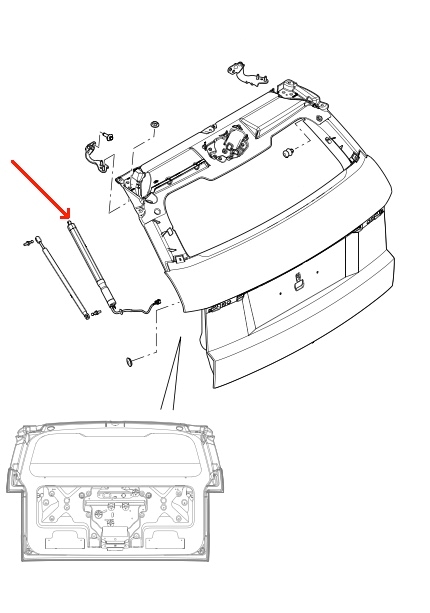 Land Rover bagklaps gascylinder til Range Rover Evoque