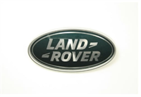 Land Rover "Land Rover" badge grønt ovalt med sølv bogstaver og sølv kant