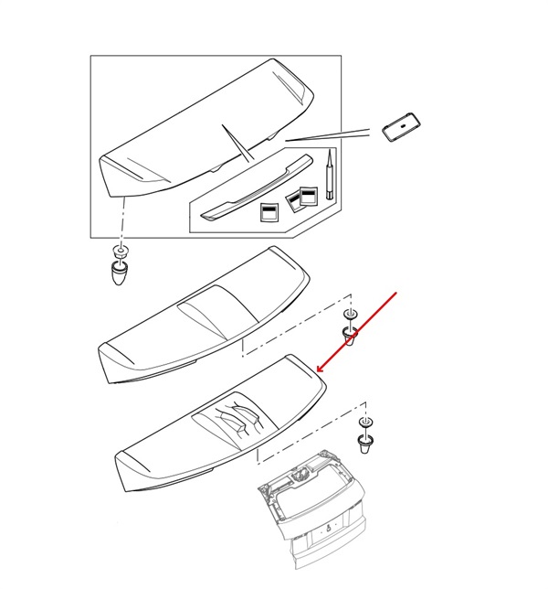 Land Rover tagspoiler til bagklappen på Range Rover Evoque - med TV, Radio og Navi antenne