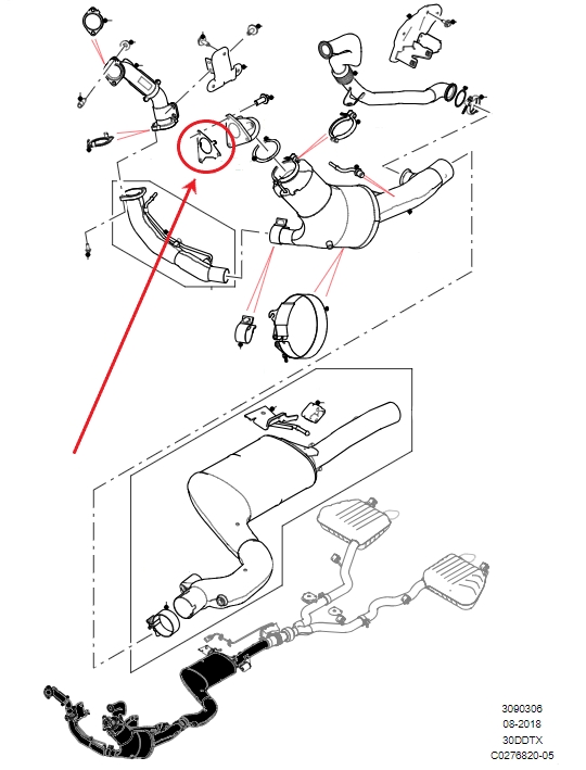 Land Rover forrørspakning ved katalysator 3,0 TDV6 motorerne