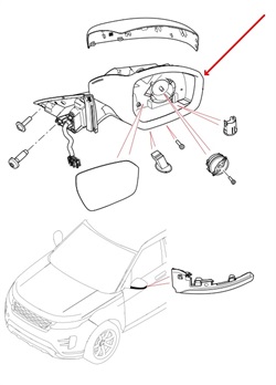 Land Rover højre sidespejl til New Range Rover Evoque - Med varme & uden kamera