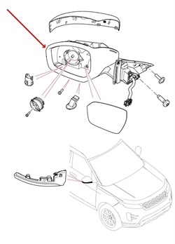 Land Rover venstre sidespejl til New Range Rover Evoque - Med varme & uden kamera