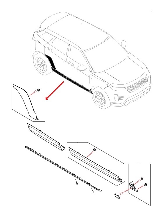 Land Rover bagdør panel til New Range Rover Evoque - Højre bagdør