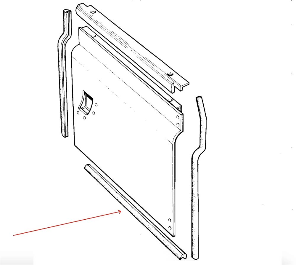 Land Rover fordør gummi dørliste - Serie 2 & 3 - Nederste vandrette under døren - Højre side - MRC5740