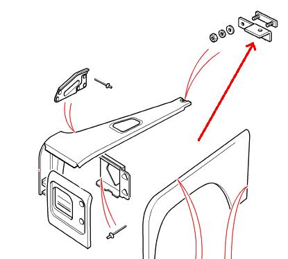 Land Rover Defender forskærm montage beslag - Venstre side