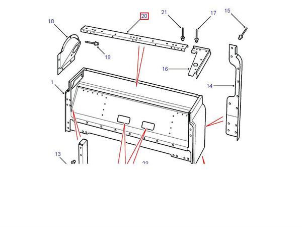 Land Rover Defender karosseri liste til bagerste bulkhead bagved forsæderne