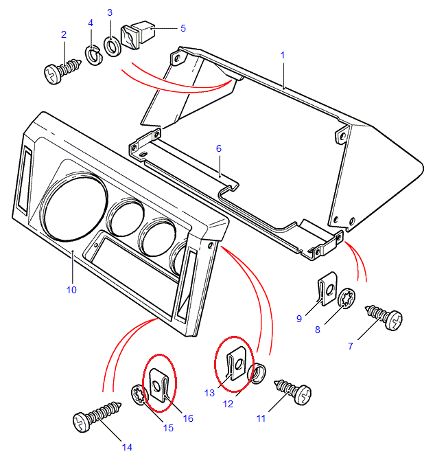 Land Rover Defender skrue montage klips til instrumentbordet - MWC9322