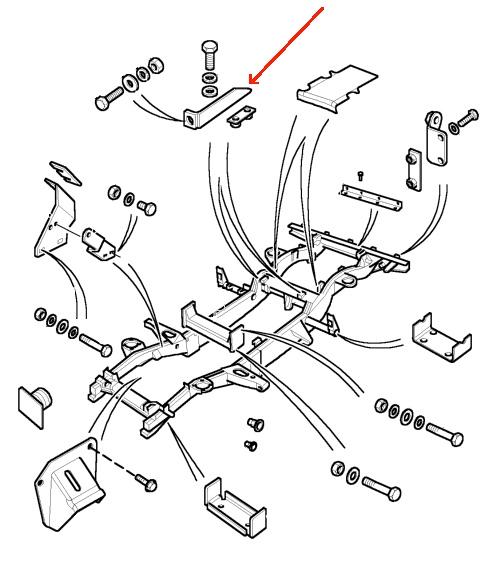 Land Rover Defender karosseri beslag imellem sædekasse og chassisramme - Højre side
